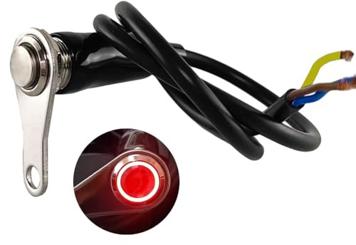 Gebildet 5A/12V Verrouillage Universel en acier Inoxydable LED Rouge Interrupteur de Moto Marche-arrêt sur Guidon Support Réglable Interrupteurs Etanches Bouton