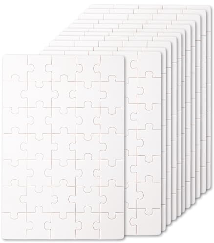 Bofanze 12 Stück Puzzle Selber Gestalten, Holz Puzzle Blanko 15×10 cm Weiß | puzzle zum Bemalen Personalisiert Leeres P-uzzle Klein Kreative puzzl-e Weiß Zum Malen 35 Teile