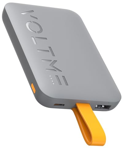 VOLTME Powerbank 10000mAh, Hypercore 10K Sling Externe Handyakkus, PD 20W 3 Ports Kompakte Tragbarkeit Ladegerät mit USB-C Ladekabel Kompatibel mit iPhone 17 Pro Max iPad Samsung S24 Huawei usw, Grau