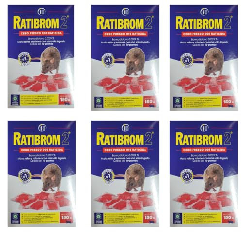 Peyca Ratibrom 2 Cebo Fresco Rojo 150gr - Impex. Raticida para Ratas y Ratones. Resistente al Calor y la Humedad. Eficaz con Solo una Ingesta. Listo para Usar. (2, Rojo)