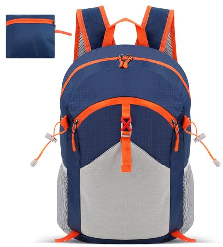 Cozary Faltbarer Rucksack Damen Herren, 28L Wasserdichter Wanderrucksack, Outdoor Sportlich Trekkingrucksack Leichter Travel Backpack für Camping, Trekking, Einkaufen