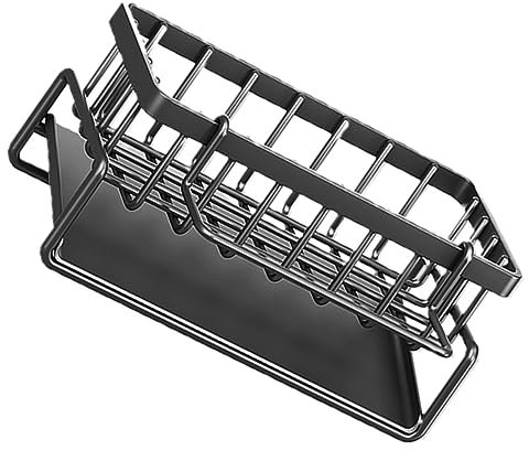 IMIKEYA Organizador De Esponjas y Bayetas De Cocina Escurridor Multifuncional para Fregadero Soporte Práctico para Jabón y Utensilios De Limpieza Mate Incluye Barra para Paños