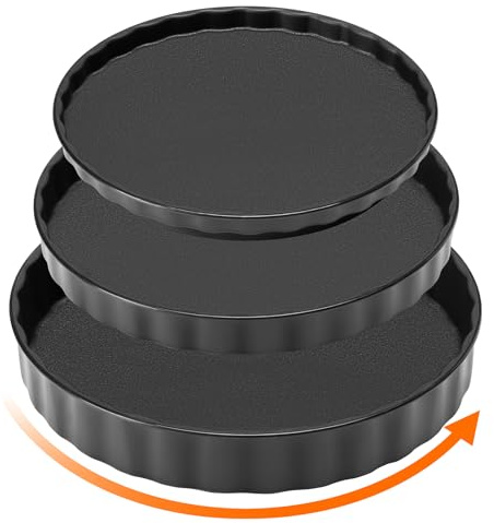 FIHCO Lazy Susan Turntable, 3 Pack Lazy Susan for Kitchen, Cupboard, Fridge, Vanity, Countertop, Under Sink Organizing, 360° Rotation, 26cm+24cm+22cm, Black