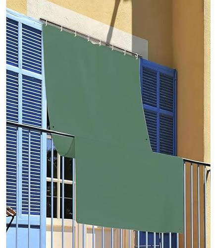INTRECCI Tenda da Sole per Esterno, Tenda da Sole per Balconi, Impermeabile, a Caduta, 200x350 cm con Occhielli Laterali, Telo Ombreggiante, Riduce Luce e Calore, Migliora la Privacy, Colore Verde