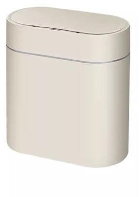 Cubo de basura con sensor inteligente papelera baño doméstico inodoro con tapa Modelo eléctrico de ranura estrecha contenedor sanitario papelera (Milky White)