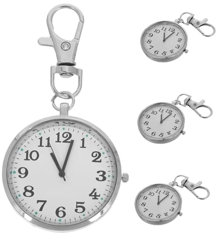 Beaupretty 4piezas Reloj De Bolsillo Grande para Examenes Digitales Placa Reloj De Cuarzo Portátil para Enfermeras Médicos y Estudiantes De Medicina Llavero