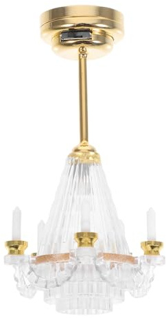 TOYANDONA Dollhouse Chandelier - 1/12 Scale Doll House Ceiling Lamp Miniature Dollhouse Lights Led Battery Operated for Doll House Accessories Mini Museum Lights Decorations