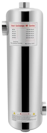 WAPHOERTE Wärmetauscher Edelstahl-Poolwärmetauscher Poolheizung, 60 KW, max. 110 °C Wärmeübertragungsgerät für Pools, Spas und Thermalbäder