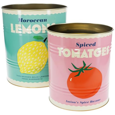 Rex London Storage Tin Set — Snack Tin Can Storage | Vintage Storage Tins | Retro Kitchen Accessories Decorative Tin | Tin Storage for Kitchen | Retro Decor Vintage Tin | Stackable Metal Tins