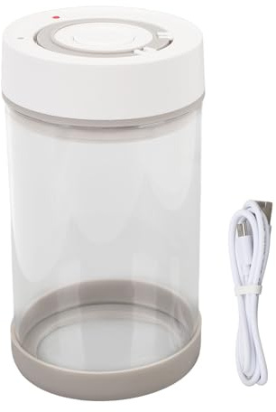 QWUUYEC Barattolo Grande Biscottiera Ermetica, Vaso di Vetro Sigillato 600ml, Coperchio Elettrico con Aspirazione, Contenitore per Pasta, Biscotti e Caffè - Conservazione Fresca, Batteri (950 ml)