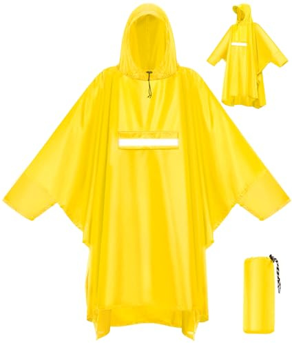VOBUKE Poncho Lluvia Impermeable Plegable Chubasquero hombre Reutilizable Chaquetas Capa Lluvia Mujer con reflector Capucha y Mangas Ligero Poncho Impermeable para Aire Libre Picnic Trekking Camping