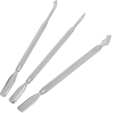 Gogogmee 3 Stück Teiliges Edelstahl Nagelhautschieber mit Dualkopf Langlebig und Rostfrei Rutschfestes Design für Maniküre und Pediküre Professioneller Fingernagel Zehennagelhautentferner