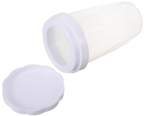 ANDRESLAD Saupoudreur à Poudre Blanc en PP 1 Pièce avec Couvercle Tamis à Sucre Glace et Farine pour Pâtisserie Maison Outil Polyvalent pour Saupoudrer Cacao et Assaisonnements Usage