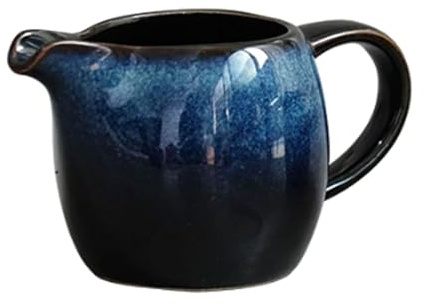 Bricco for il latte in ceramica trasformata in forno - Brocca for panna da caffè con smalto unico 80 ml, versatore for salsa cotto ad alta temperatura a 1300 °C Servizi di catering(Donker Blauw)