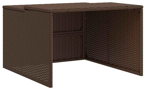 Garage per Robot Tosaerba in Polyrattan, Protezione per Tagliaerba Robotizzato 86x90x52/57 cm Capannina da Giardino con Tetto Inclinato Materiale Rattan PE per Ricovero Esterno e Parcheggio Automatico