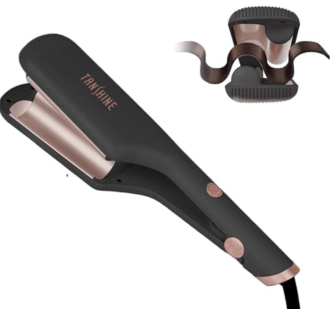 TANSHINE Hårlocktång, 32 mm Mermaid Beach Waver, Wavy Locktång med 5 justerbara temperaturer, anti-skållning för breda djupa vågor, svart