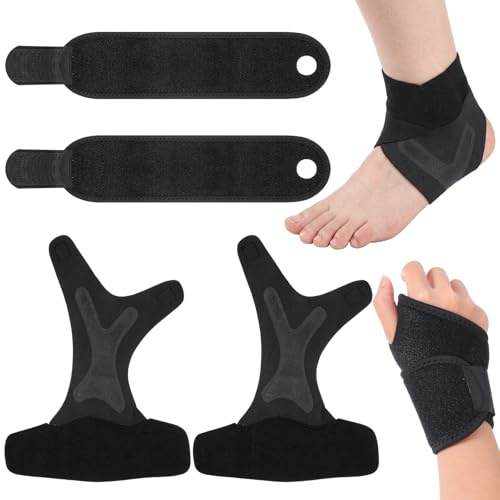 Amabro 2 handledsbandage och 1 par ankelbandage för barn, justerbara ultratunna och ventilerande stöd för fitness och vardag