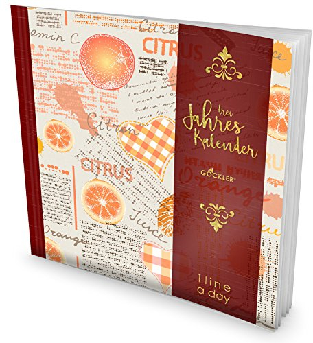 GOCKLER® 3 Jahres Kalender: 190+ Seiten Journal für 3 Jahre || Glänzendes Softcover || Ideal als Tagebuch, Terminplaner, Notizkalender oder Tagesplaner || DesignArt.: Orangene Collage