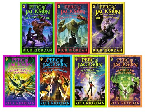 Percy Jackson and the Olympians Series 1-7 Books Collection Set by Rick Riordan (The Lightning Thief, Sea of Monsters, Titan's Curse, Chalice of the Gods,Wrath of the Triple Goddess & More)
