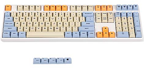 YMDK Blue Beige Orange Dye Sub 108 Key Mac Keys Thick PBT OEM Profile Keycap for Standard 104 TKL 60% MX Switches Keyboard (Only Keycap) (108 Plus Mac)
