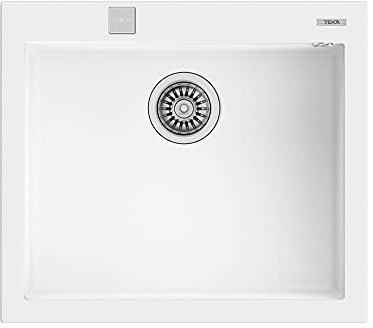 TEKA Fregadero Encastrado 1 Cubeta Granito, Cubeta 50x40 cm, Profundidad 20 cm, Válvula Automática con Sifón, Resistente a Impactos y Altas Temperaturas, ForSquare 50.40 TG