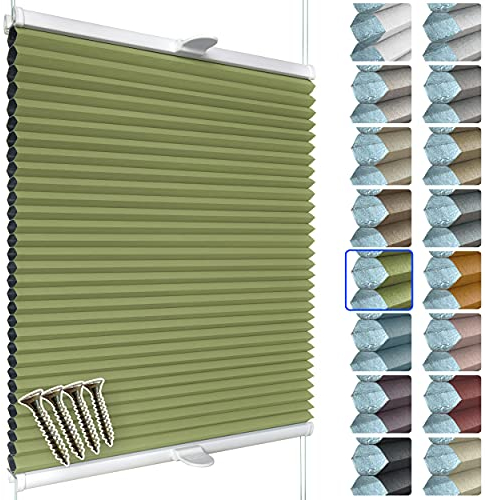 SchattenFreude Waben-Plissee nach Maß für Fenster & Tür | 100% verdunkelnd/Blackout | Zum Anschrauben in der Glasleiste | Grün (Weiße Rückseite), Breite: 90-110cm x Höhe: 30-100cm
