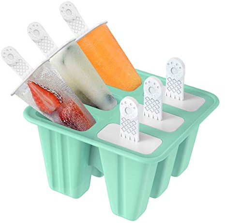 Eisformen, TAIYUNWEI 6 Eiscremeform, FDA-zertifiziertes & BPA frei Eisform Silikon, Popsicle formen mit 6 Stöcken, DIY Eisförmchen Silikon, Wiederverwendbar, Leicht zu Reinigen.