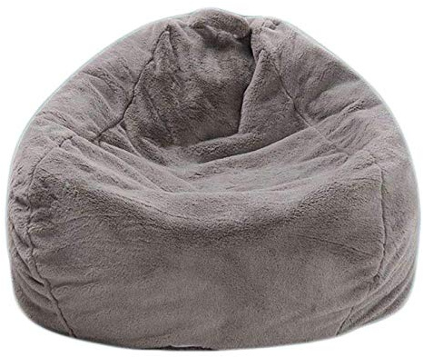 DTLEO Sitzsack Aufbewahrungstasche Klassischer Sitzsack aus Kunstpelz,(ohne Füllung) zum Sitzen und Liegen Outdoor & Indoor für Kinder & Erwachsene viele,Grau