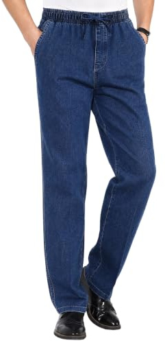 COOFANDY Jeans för män stretch rak elastisk midja denim jeans för män UK, BLÅ, S