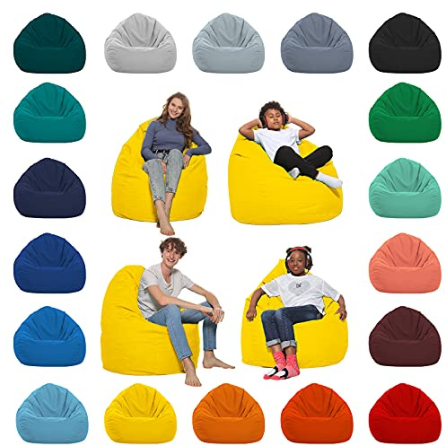 HomeIdeal - Sitzsack XXL Bodenkissen für Erwachsene & Kinder - Geeignet für Gaming oder Entspannen - Indoor wie Outdoor da er Wasserfest ist - mit EPS Perlen, Farbe:Gelb, Größe:XL