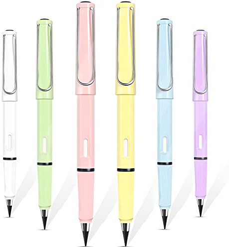 TOPPLAYER 6 matite senza inchiostro eterno, matita infinita, penna senza inchiostro, matita eterna portatile cancellabile riutilizzabile per schizzi tecnici di scrittura disegno (3)