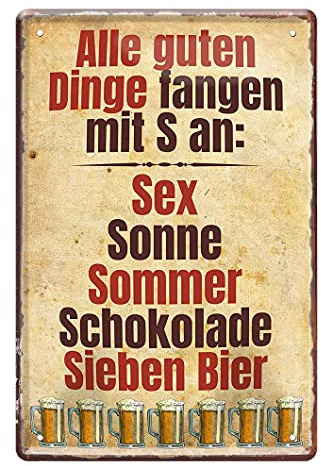 Bier Schild - Retro Deko Metallschild im Vintage Stil - lustiger Spruch auf Blechschild - witzige Wanddeko für Kellerbar Partyraum Kneipe Tresen Theke Bar - Bier Geschenk für Biertrinker - 20x30cm