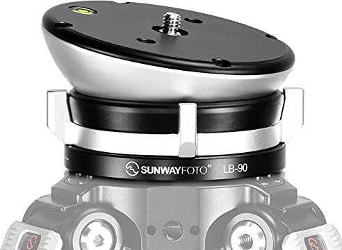 SUNWAYFOTO Cabezal de trípode con base de nivelación LB-90, capacidad de carga de 55 libras