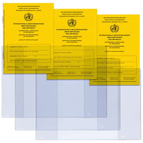 Welsberg 3er Set Impfpass mit Schutzhülle – International anerkannter Impfpass (DE/EN/FR) nach WHO/RKI Vorgaben, Ausgabe 2021 inkl. 3 transparente Ausweishüllen