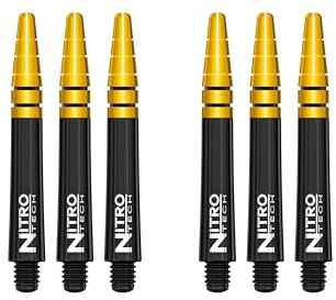 RED DRAGON Nitrotech Kurz Schäfte - Schwarz und Gold - 2 Sets pro Packung (6 Wellen in total)
