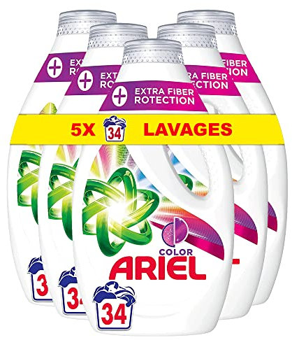 Ariel Lessive Liquide, 170 lavages, Extra Fiber Protection, Nettoyage Intense + Extra Color & Care