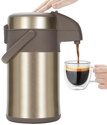 Olerd - Botella de bomba de café, 3 l, acero inoxidable, dispensador de bebidas calientes y urna de agua caliente, perfecta para agua y té