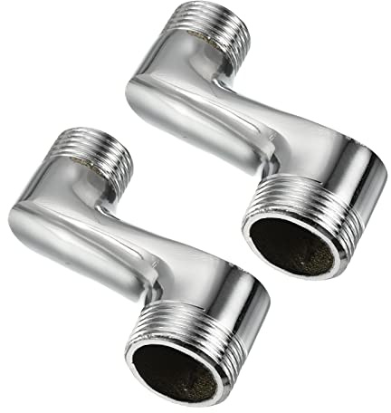 PATIKIL 2 Pcs G1/2 a G3/4 Pared Montaje Grifo Adaptador 55x70mm Plata | 2 Paquete Cobre Revestimiento Ajustable Ángulo Curvo Pie Excéntrico Accesorio