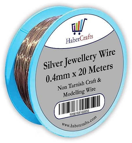 0.4mm Silver Jewellery Wire Tarnish Proof Brass Bendable Metal Wire for Jewellery Making Sculpting Modelling Crafts Wire Weaving & Wrapping (0.4mm - Silver - 26 Gauge - 1 Spool - 20 Meters)
