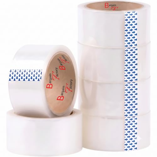 BARGAIN FACTORY - Clear Packing Tape,(48mm X 66m)- Self Adhesive - High-Strength - Secure Sticky Tape for Parcel Boxes, Moving Boxes, Large Postal Bags for long term storage (Pack of 6)