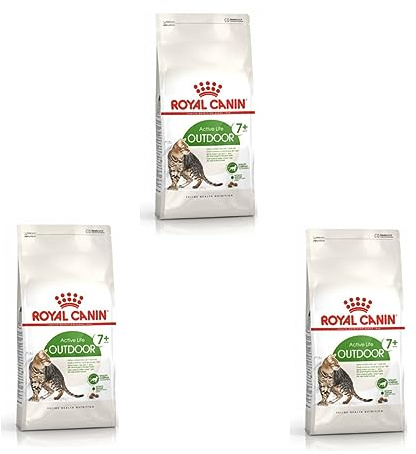ROYAL CANIN Outdoor 7+ | Paquete Triple | 3 x 400 g | Alimento seco para Gatos Mayores Que Viven en el Exterior | Puede Ayudar a la función renal y del tracto urinario