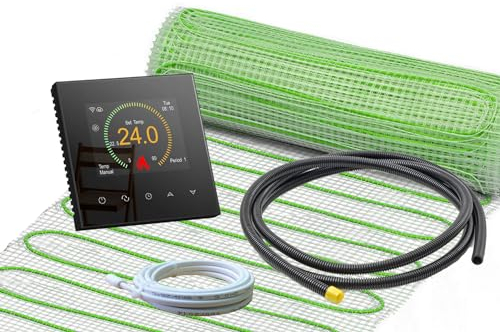 ew direkt elektrische Fußbodenheizung UltraPro 160 für Fliesen, Naturstein mit Thermostat RT-70 WLAN Tuya/Smart Life (1 m² - 0,5 x 2 m)