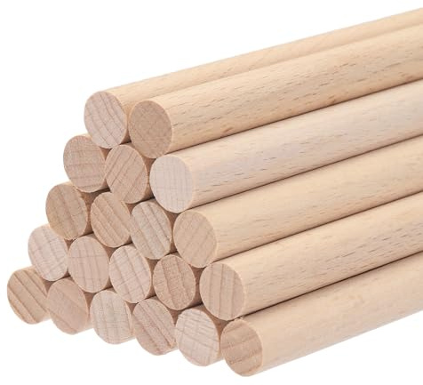 QUARKZMAN Varillas de Madera, Palos de Madera, 10cmx1cm, Redondos, para Manualidades, Decoración de Artes, Fiesta Hechas a Mano, Casas Pequeñas, 20 Uds