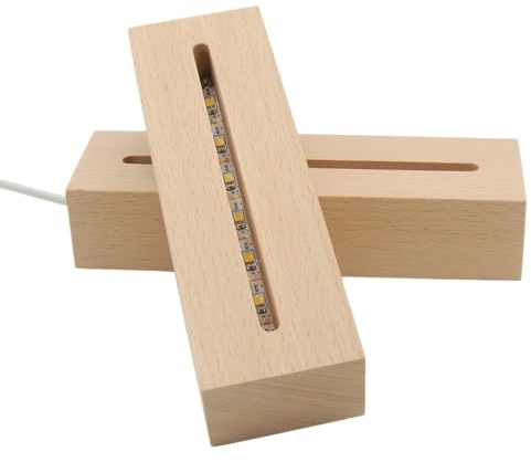 3D LED Lampensockel Holz, rechteckig, 15cm, 7 Farben, dimmbar, CE/WEEE