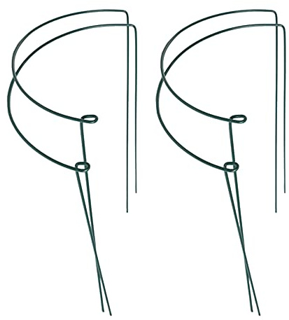 PEKKA Lot de 4 piquets de support pour plantes, cage à anneau, piquet en métal pour plantes de jardin, anneau de support de plante vert moyen rond, supports pour grandes plantes
