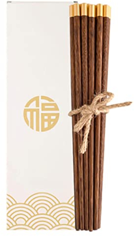 Set regalo di bacchette riutilizzabili in legno con custodia, bacchette per sushi giapponesi, bacchette cinesi di lusso in legno naturale, bacchette antiscivolo, bacchette lavabili in lavastovig