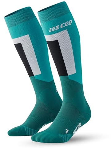 CEP - Skisocken mit Kompression für Damen, Lange Kompressionsstrümpfe, Größe III/M / 39-42, Turquoise/Green