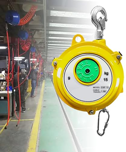 GFAZXDS Spring Balancer, Spring Balancer Retractable, Self-Locking Lifting Tensioner Industrial Grade Hand Tool for Engineering and Factory Holding Equipment in Yellow(9-15kg)