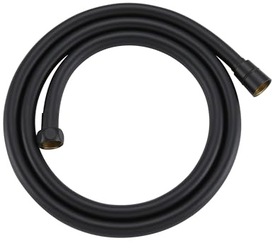 JOHO Duschschlauch 1,5m aus PVC - Brauseschlauch mit Standard Anschluss Schwarz