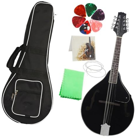 Instrumento Musical Mandolina Cuerdas Mandolina Guitarra Instrumento Estilo A Con Mochila De Transporte Paño De Limpieza Accesorios(Sunset Set)